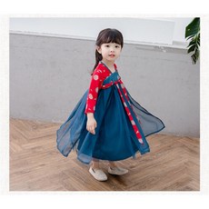 SHANXIANGSHA 삼상 상어 여아 한 복 원피스 2020 중국 풍 민족 복고 당 저고리 치마 남성복 여복 공주 소녀 빨간색 + 남색 140 cm