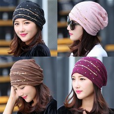COOREENA 여성 봄 여름 가을 패션 비니 두건 항암 모자 여자 중년