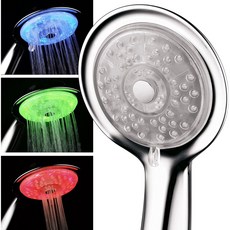 by POWER SPA Airjet LED 터보 압력 부스트 노즐 기술이 적용된 PowerSpa 7 색 4 설정 핸드 헬드 샤워 헤드의 Luminex. 초의 생생한 색상이 몇 초마다 자동으로 변경됩니다, 1개