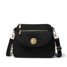 Baggallini Calais 여성용 크로스바디 백 25.4x17.8cm(10x7인치) 경량 방수 여행용 지갑 RFID 블랙 / 골드 하드웨어