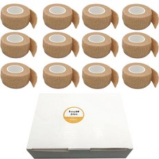 새로이 자가점착 압박용 붕대 탄력 밴드 세트, 베이지, 25mm, 12개입