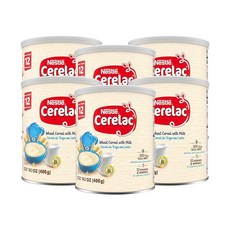 거버 Nestle Cerelac 밀 시리얼 우유 포함 12개월 유아용 399.7g 통 6팩, 6개 - 세레락