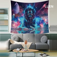 LUEN 겨보부 다용도 가리개 바란스 인테리어 가림막 주방 방 패널 문 포인트 베란다 파티션 커튼, 오로라사자