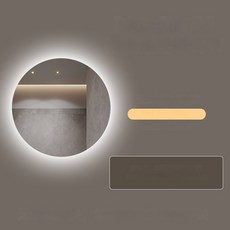 욕실 거울 Oupu 빛 둥근 벽에 장착 된 안개 방지 는 원형 거울이있는 스마트 욕실이있는 조명, 90x 90cm, 9 High display finger light s, 1개
