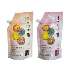 색채진미 한방헤나 칼라크림 1제+2제 각500ml, 자연흑색(1제+2제)