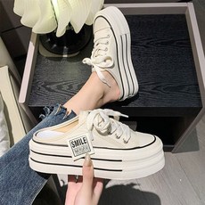 편한 뮬 운동화 통굽 스니커즈 캔버스 키높이 블로퍼