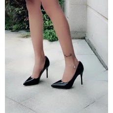 하이힐 처리 오버사이즈 남성 킬힐 스틸레토 뾰족한 에나멜 끈허리띠 약간의하자 여장 연기 변장 CD신발