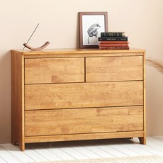 알베로 3단 원목 옷 서랍장 1000 4칸, 브라운