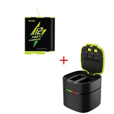 TELESIN 고속 충전 배터리 고프로 히어로 12 11 10 9 1750 mAh 배터리 2 웨이 고속 충전기 박스 고프로 카, 없음, 03 1 Battery 1 Charger, 01 CHINA