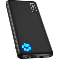 INIU 휴대용 충전기 가장 얇은 10000m아 5V/3A 파워 뱅크 USB C 입력 및 출력 고속 충전 배터리 팩 iPhone 16 15 14 13 12 Samsung 삼성, Black, 1개