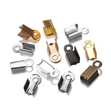 200 개/몫 코브 Clasps 코드 엔드 캡 문자열 리본 가죽 클립 팁 폴드 압착 비드 커넥터 쥬얼리 만들기 DIY 용품|보석 재료 & 부속품|