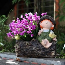 베란다 화분 인형 미니 책상 사무실 인테리어 조형물, 인형화분