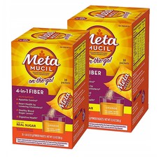 메타무실 온더고 4in1 화이버 차전자피 실리엄 허스크 리얼슈가 오렌지맛 30포 2개 MetaMUCIL On-the-Go Psyllium Husk Fiber