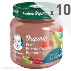 거버 2단계 배 자색 당근 라즈베리 유리병 퓨레 113g x10팩 Pear Purple Carrot Raspberry, 1p, 배+자색당근+라즈베리 혼합맛