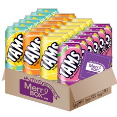 메리박스 탄산세트 롯데 탐스제로 4종 24개(파인6+오렌지6+레몬6+복숭아6), 1세트, 355ml