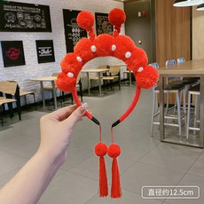 마크라메 중국스타일 빨간색 빈티지 헤드밴드 고풍 태슬 머리띠 한나라의복 여성헤어장식 가을겨울 모직 머리핀 고대의상 장식품, T01-1# 플레이 헤드 태슬