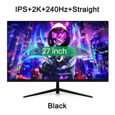 데스크탑 모니터 25601440 HDR 100 SRGB 1MS Freesync 게임 컴퓨터 디스플레이 IPS VA 커브드 스트레이트 스크린 HDMIDP 27 인치 2K 240Hz, 3) IPS Straight Black AU 플러그