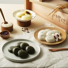 담양 백년 잔기지떡 흰 쑥 기정 기지 떡 술빵 개별포장 아침대용 답례떡 반반세트 흰색 쑥