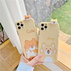 사과폰 핸드폰케이스 큐트 입체 엎드리는 어린 고양이 강아지 적용 IPHONEXSMAXXR 거울 헤드 보호케이스 8PLUS