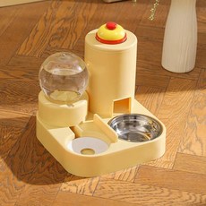 단추 있는 고양이 자동 급식기 고양이 그릇 및 개 급식 대야 3 in 1, 03 03 1L yellow, 1개
