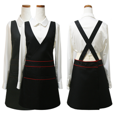 쿡셰프 X형 단추여밈 엉덩이 덮는 조끼앞치마 (레드)