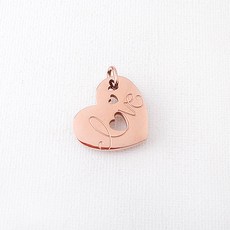 비즈아이 [8-124-16]써지컬스틸 펜던트 하트공간레터링+고리 22x19mm 로즈골드 1개