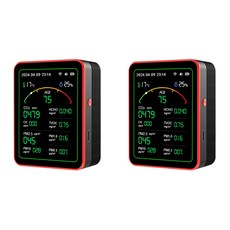 Tuya 와이파이 공기질 모니터 CO2 계량기 정확한 이산화탄소 TVOC HCHO 검출기 PM2 5 PM1 0 PM10 테스터 공기 분석기 15 in, Black 2Pcs, 2개