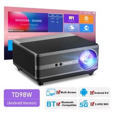 미니빔프로젝터 캠핑용 휴대용 풀 HD 1080P 와이파이 LED 2K 4K 비디오 영화 스마트 TD98W 안드로이드