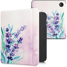 Kobo 천칭자리 2 케이스와 호환되는 kwmobile 케이스 - 전자책 커버 멀티컬러 다크 핑크/블루/그린, Lavender Flowers 38-37-38