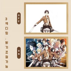 진격의거인 굿즈 액자 조명 리바이 무드등 그림 피규어 자취방 인테리어 애니메이션 선물, 1702년 - 타이탄-2에 대한 공격, 소형 플러그인 모델 A5 (17X23)
