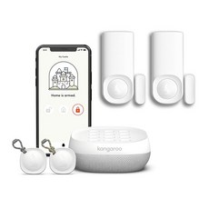 캥거루 주택 보안 시스템 | 5 피스 키트 | Alexa 및 Google Home과 호환 | 앱 기반 | 반려 동물 친화적 | 보험료 감소 |, 단일상품