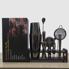 칵테일 지거 키트 조주기능사 홈텐딩 쉐이커 계량컵, 블랙 12종세트 바닥NO
