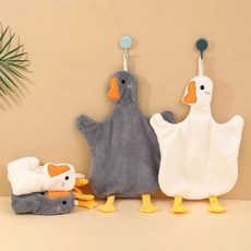 만화 오리 핸드 타올 강한 흡수성 빠른 건조 주방 및 욕실, 화이트,그레이, 1세트