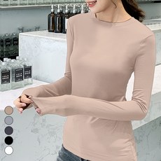 텐클로 빅사이즈(44-100)까지 여성용 스판 슬림핏 기본 라운드 긴팔 티셔츠 TCG-105