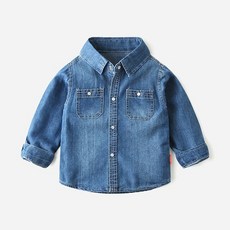 데님셔츠 청남방 Denim Shirt 어린이 데님 셔츠 긴 소매 봄 가을 아기 소년 패션 키즈 의류 BC911