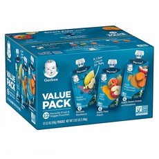 거버 Gerber Toddler Pouch Variety Pack 토들러 파우치 이유식 멀티팩 99g 12팩, 1세트, 혼합