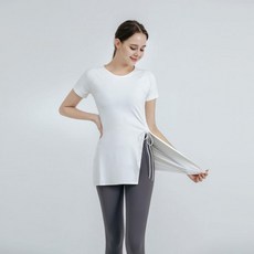 1+1 반팔 옆트임 롱티 복부힙커버업 피트니스 요가 스포츠 티셔츠