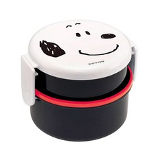 스누피 페이스 원형 2단 도시락 (포크포함), 1개, 혼합색상