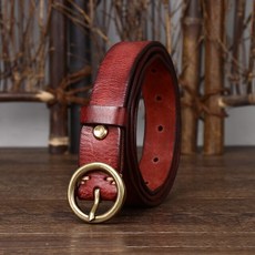 공구 밸트 공구함 작업 밸트2.5CM 여성을위한 정품 가죽 벨트 럭셔리 구리 라운드 버클 Cowskin 여성 간단, 04 Red brown_06 115 CM, 1개