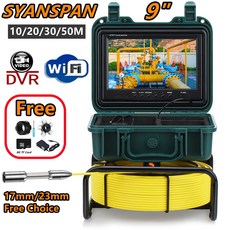 배관내시경 하수도 SYANSPAN 파이프 검사 산업용 9 인치 HD DVR 8GB IP68 20 30 50m 23mm 배수 파이프라인, 18) 30m 9in DVR WiFi 23mm