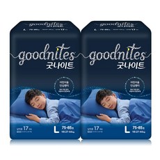 하기스 굿나이트 안심팬티 남아 대형 17매 2팩 팬티형 기저귀, 1개