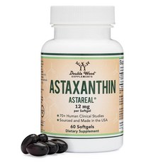 Astaxanthin 최대 강도 12mg AstaReal: 70개 이상의 인간 임상 실험을 통한 천연 특허 아스타잔틴 - 세계에서 가장 많이 연구된 브랜드 미국에서 재배 수확 및, 70정, 1개