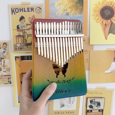 오픈선데이 투명 칼림바 아크릴 홀로그램 17음계 카림바 칼람바 하트 곰돌이, 나무 칼림바 (나비)