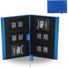 BLUECRAFT SD 카드 케이스 최대 21슬롯 3SD 18마이크로SD 머모리 수납 홀더 슬림 알루미늄 정전기 방지최대 블랙, Blue_Max.18 Slots [6 SD + 12 m, 1개