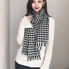 캐시미어머플러 2020가을겨울셋트 태슬 하운드투스무늬 양털 보온 스카프 여성겨울 식쉬운매치 니트