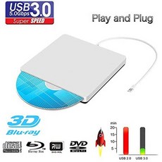 외장형 Blu Ray DVD 드라이브 리더기 휴대용 울트라 슬림 USB 3.0 Blu Ray BD 리더기 맥 Mac OS 용 DVD, 상세 설명 참조0