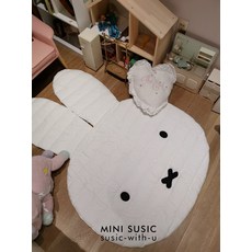 계묘년 귀여운 부드러운 토끼 미피 강아지 얼굴 모양 매트 발 패드 미끄럼방지 러그, 미피 매트, 약 100 x135cm, 1개