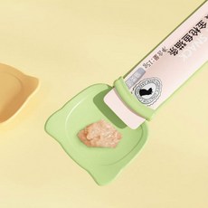비손플러스 고양이 간식 스푼 츄르 짜개 냥 숟가락, 노랑, 1개
