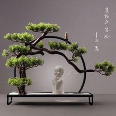 미니 소나무 분재 모형 향 받침대 향홀더 향꽂이 장식, 야보 파인 위시