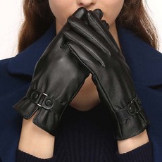 명 그 아 튼 장갑 여자 겨울 터치 스크린 에 벨벳 가 후 를 더 해 운전 하 다 자전거 를 타다 보온 하 다 귀여운 토끼 털가죽 장갑 검은색 더 블 버튼 프 리 사이즈